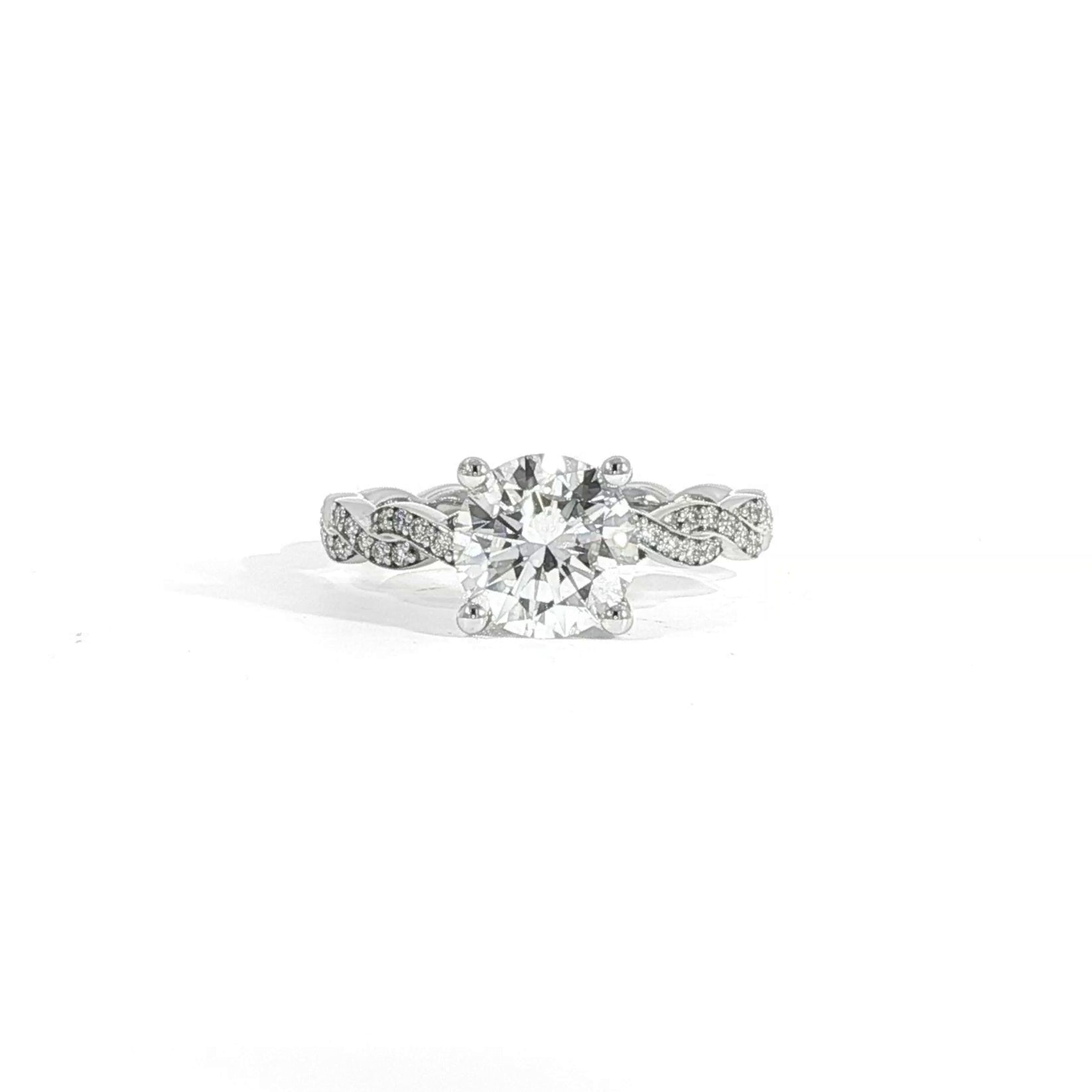 Video 3/4 Pave-Set Twisted Diamond Band with Round Center