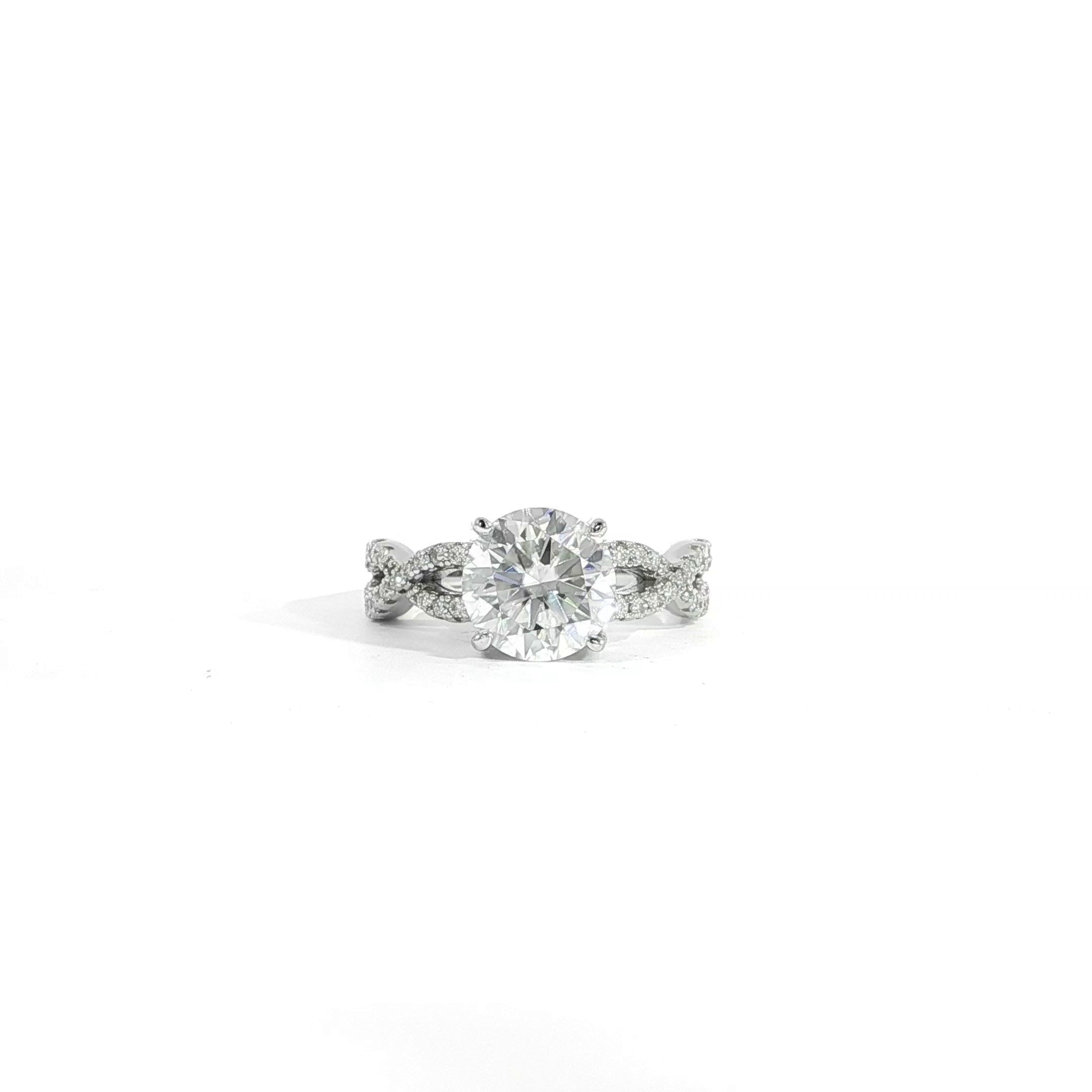 Video of silver 3ct Round Moissanite Ring