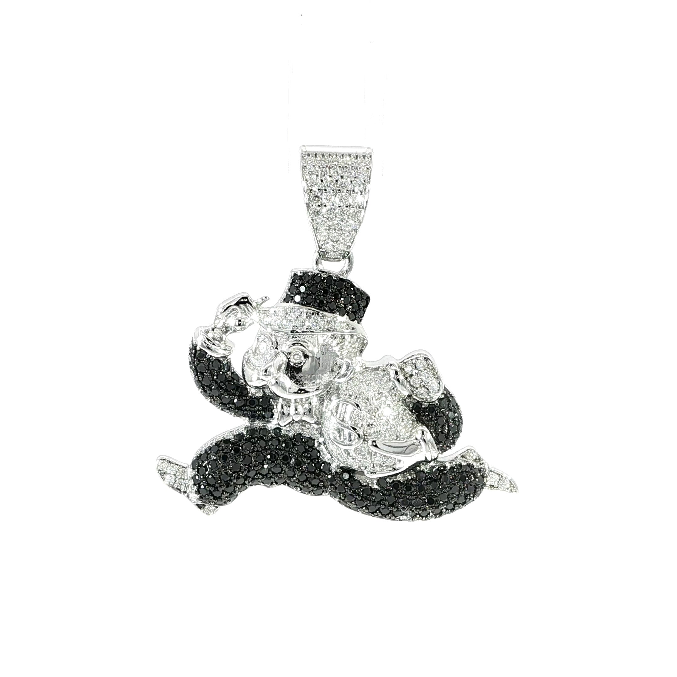 Iced Out Money Man Pendant in Sterling Silver