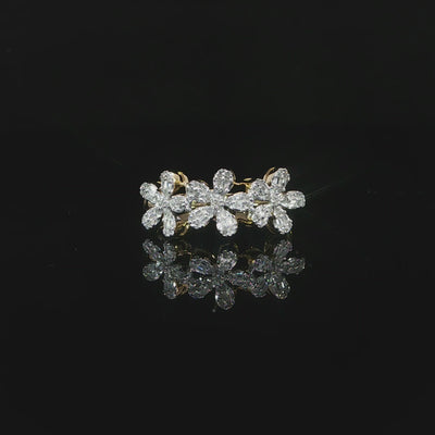 10K yellow gold natural diamond floral statement ring