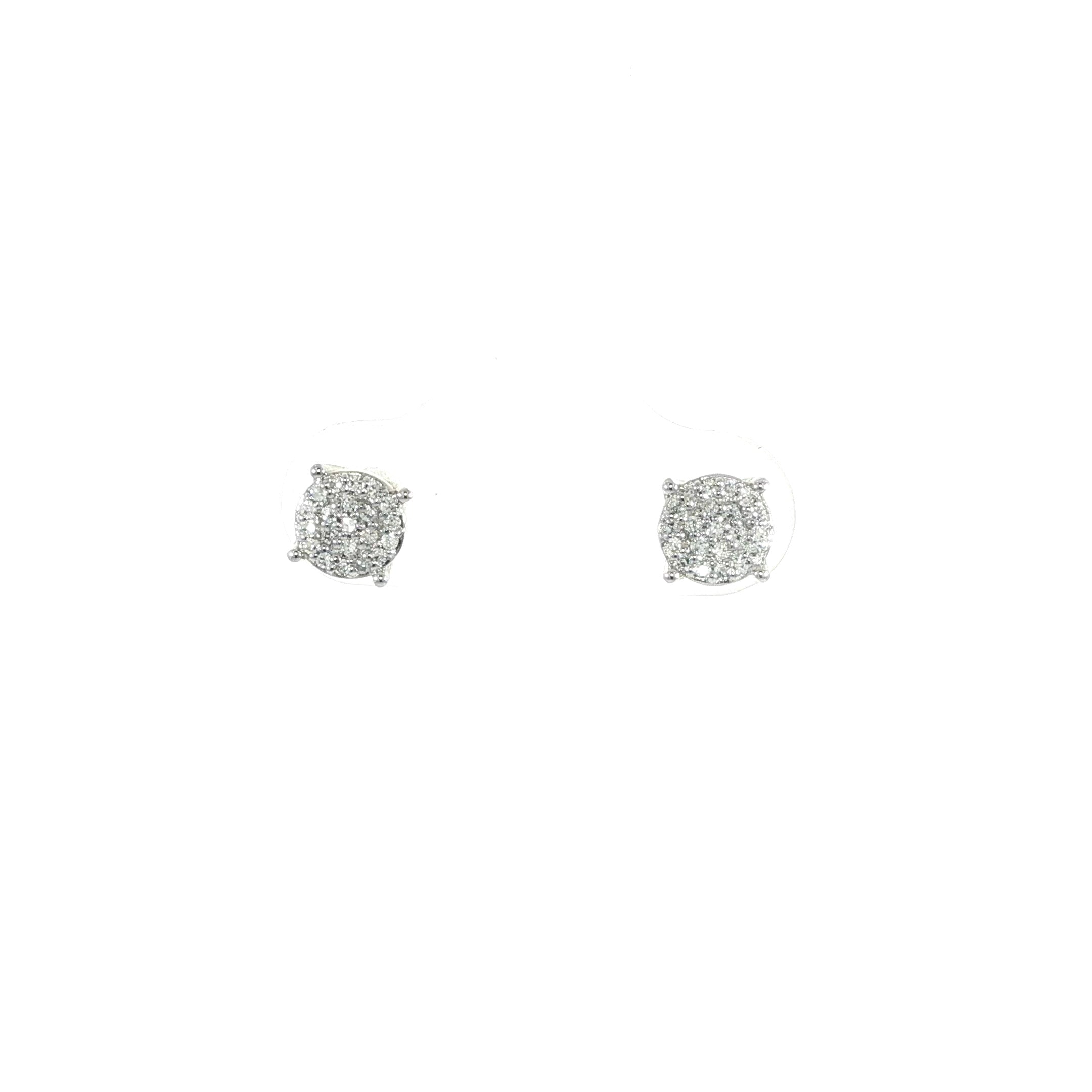 Round natural diamond cluster earrings in 10K yellow gold