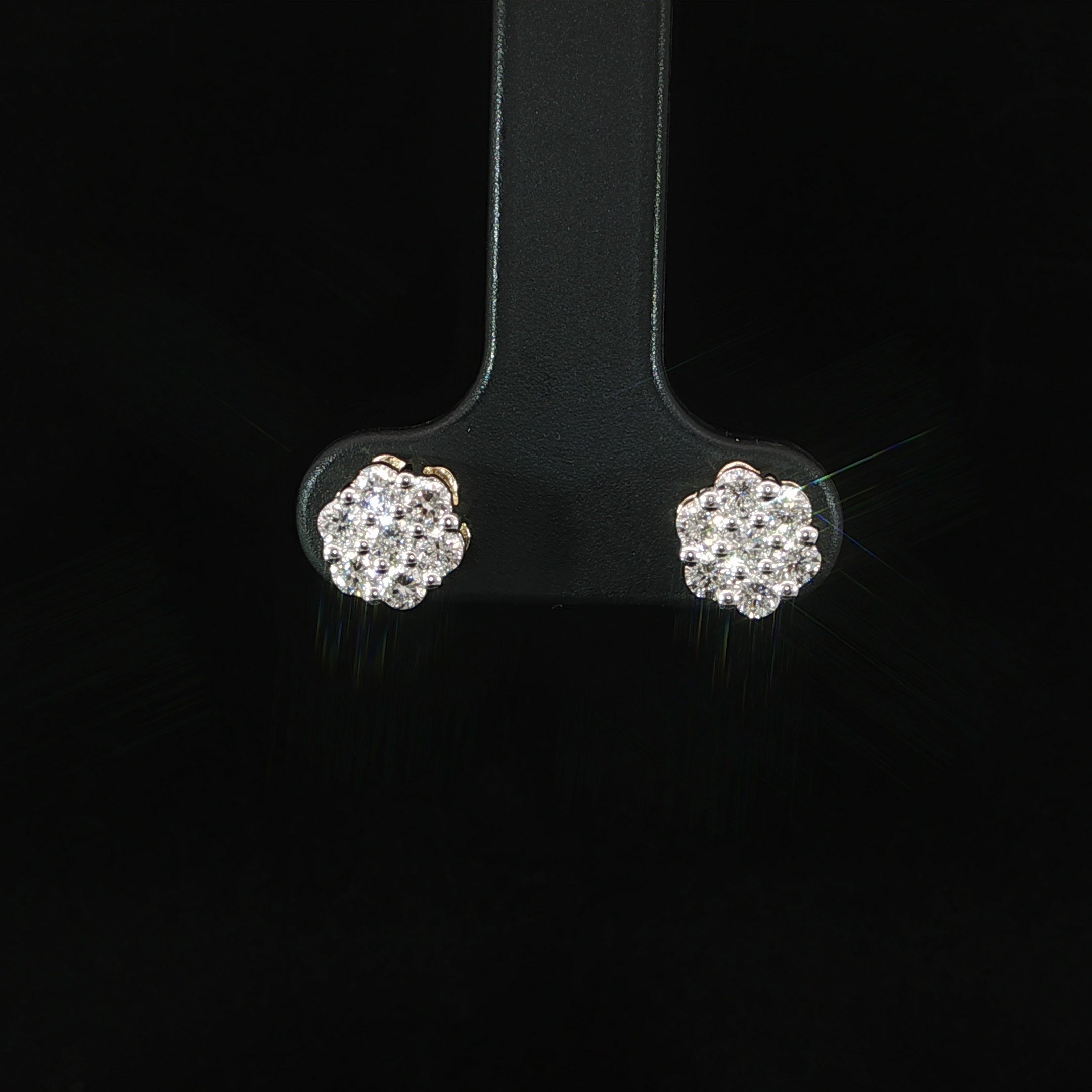6.5 mm lab-grown diamond round cluster stud earrings