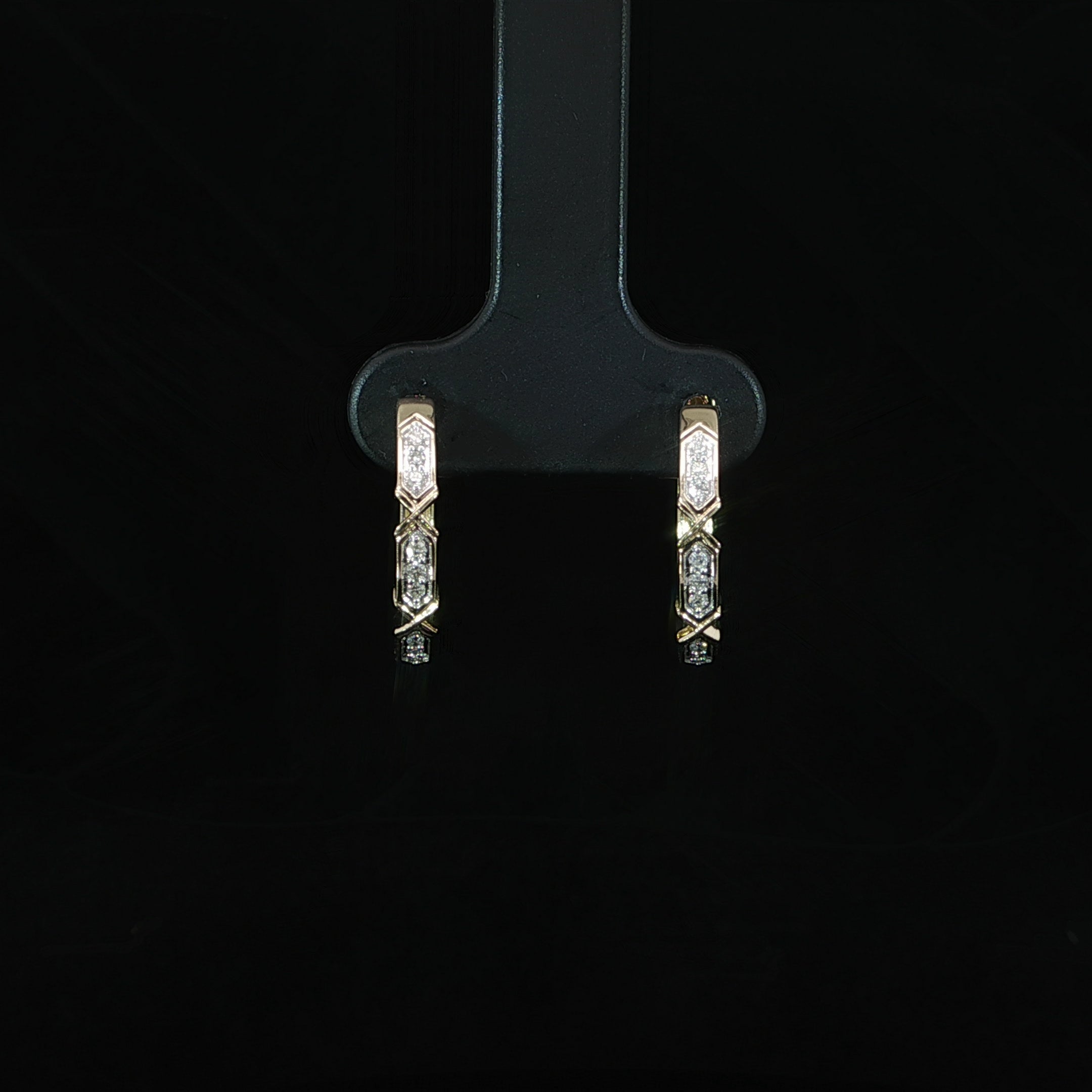 10K yellow gold natural diamond .10ctw geometric huggie hoop earrings