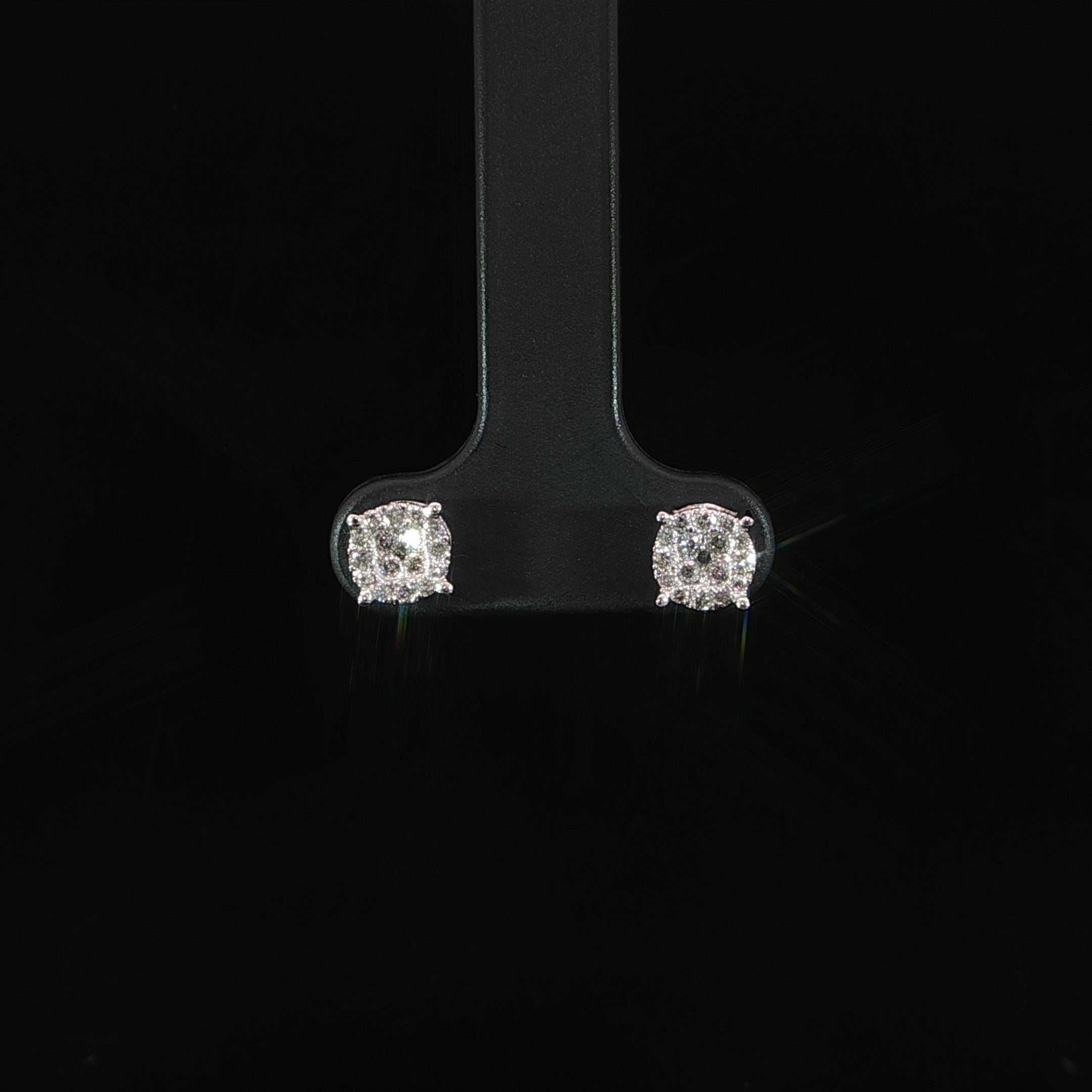 Video of .25ctw diamond cluster earrings crafted in 10K white gold