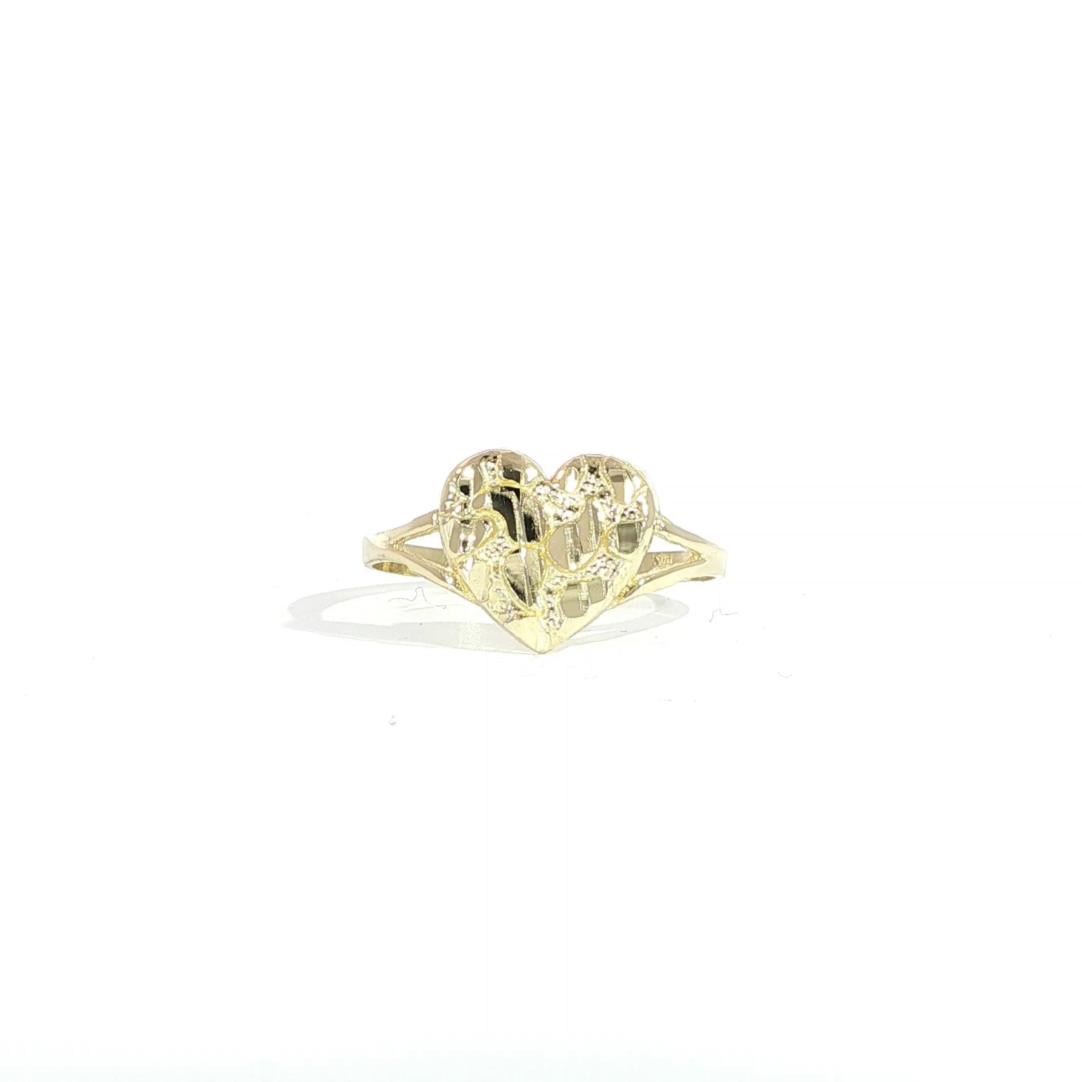 Video Gold Heart Nugget Fashion Ring 10mm