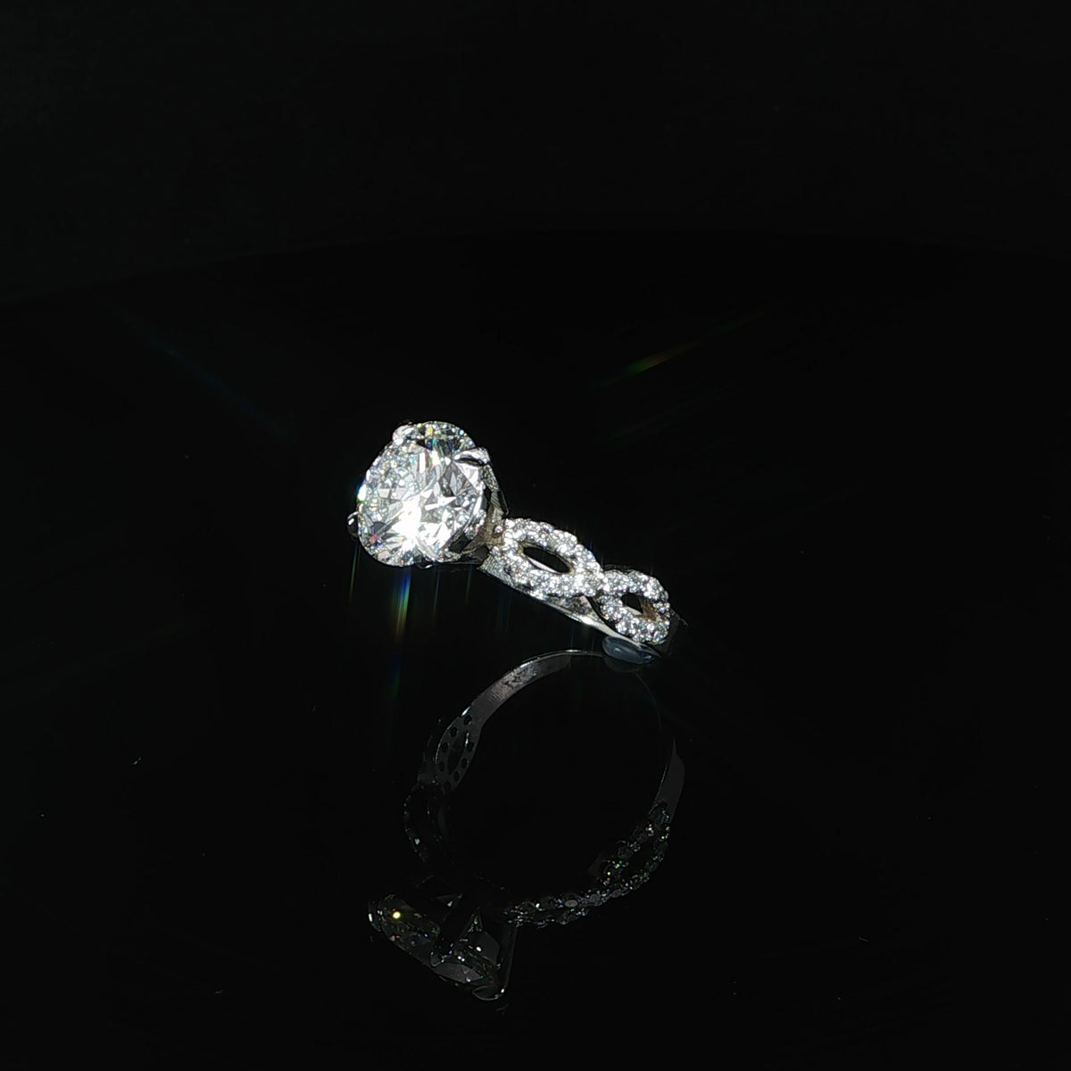 3 Carat IGI-certified lab-grown round diamond engagement ring in 14K white gold