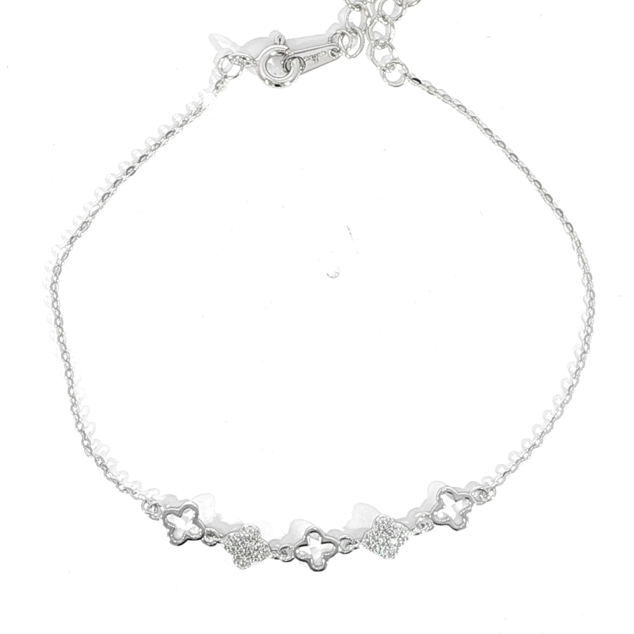 Video of silver clover bracelet accented with sparkling Moissanite