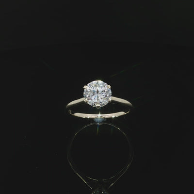 Round diamond 1.50ct in a six-prong setting with polished 14k yellow gold shank