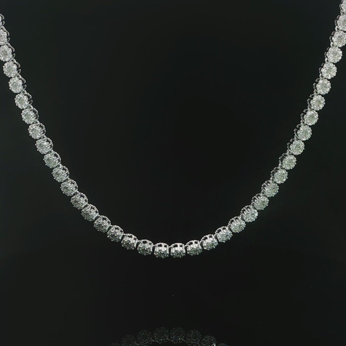 6 mm sterling silver floral cluster moissanite tennis chain