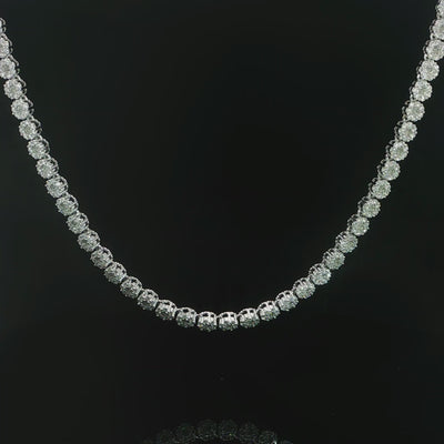 6 mm sterling silver floral cluster moissanite tennis chain