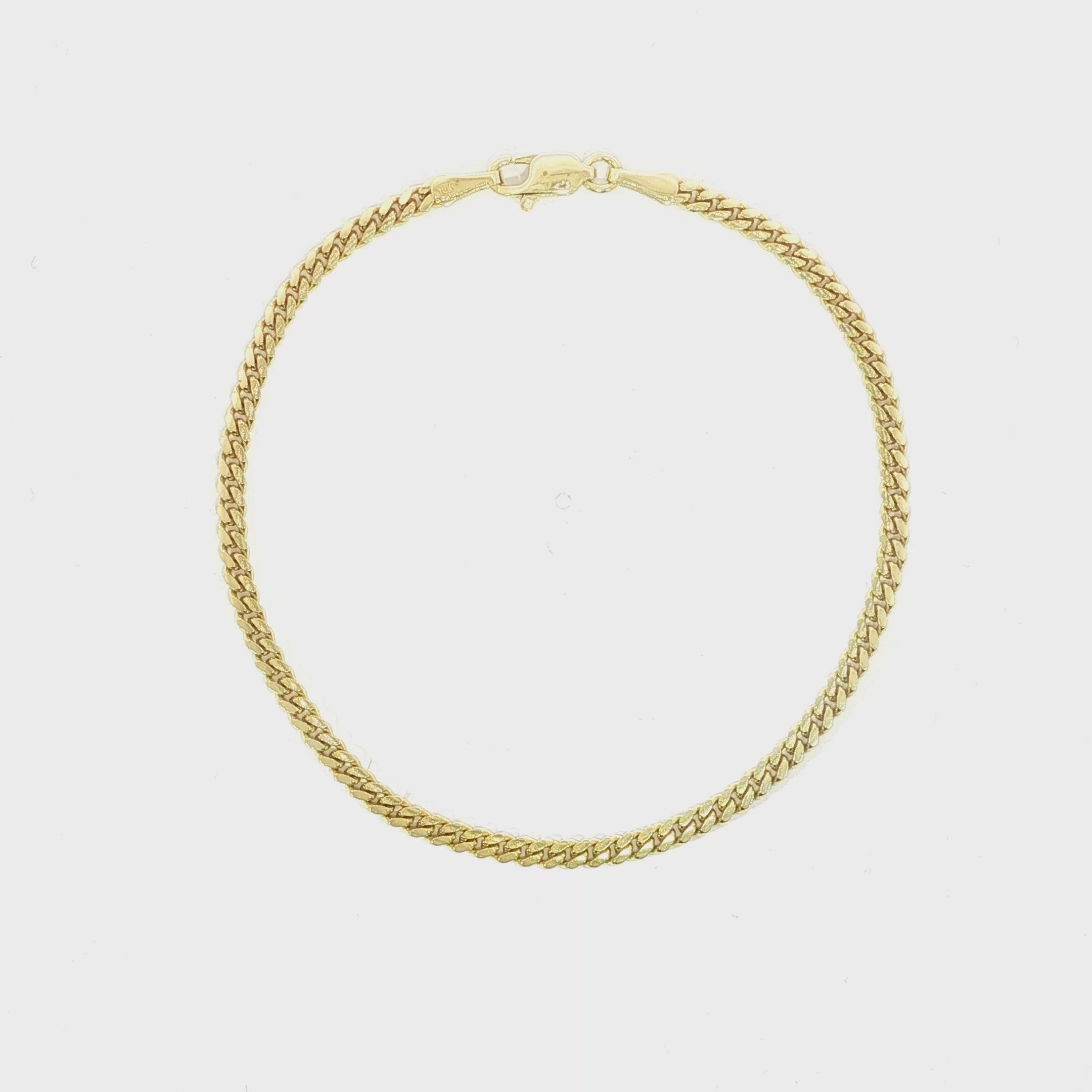 Top View Classic Solid Miami Cuban Bracelet In 10K Gold