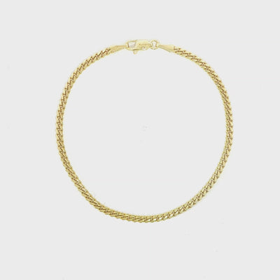 Top View Classic Solid Miami Cuban Bracelet In 10K Gold