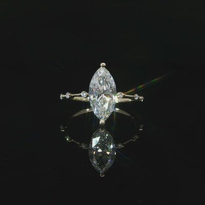 14K yellow gold marquise engagement ring with 2.05 CT lab grown diamond