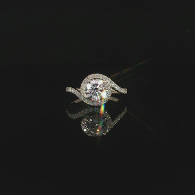 Video of 14K yellow gold round diamond bypass ring with 1.38 carats total diamond weight