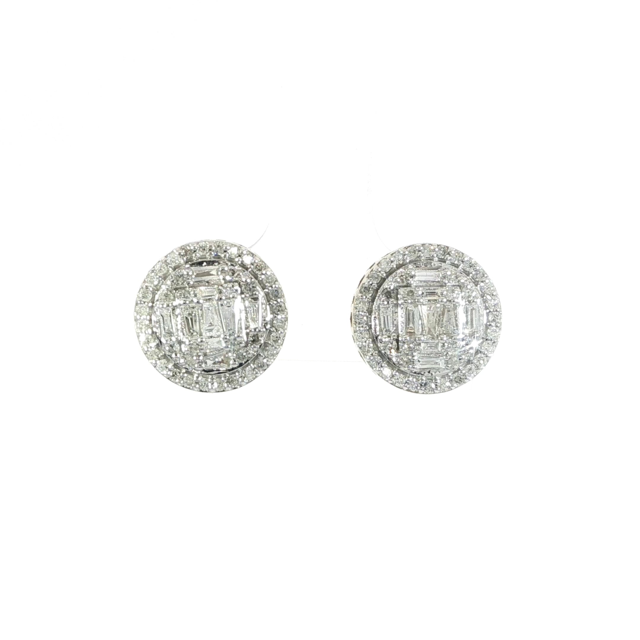 12MM natural diamond cluster stud earrings in 10K yellow gold with screw backs