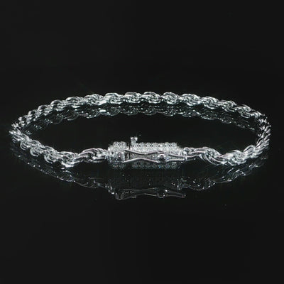 Solid sterling silver rope bracelet weighing approximately 13.5 grams