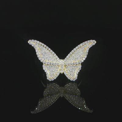Gold plated silver 0.88 CTW VVS moissanite open-winged butterfly ring