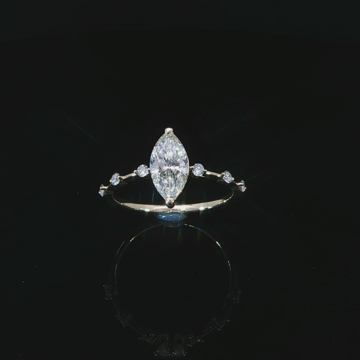 marquise engagement ring with modern band design