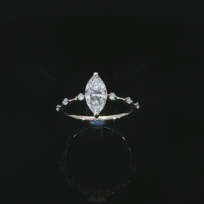 marquise engagement ring with modern band design