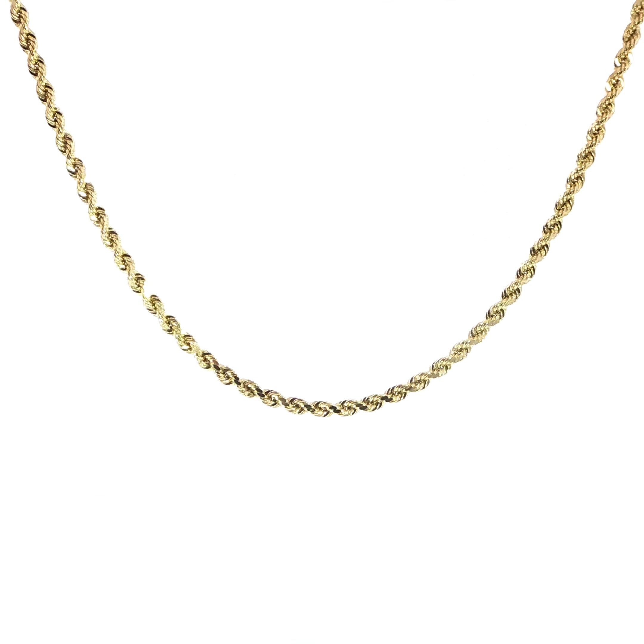 10K Yellow Gold Solid Diamond-Cut Rope Chain 3.8MM