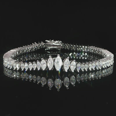 Video detail of a graduated marquise moissanite tennis bracelet