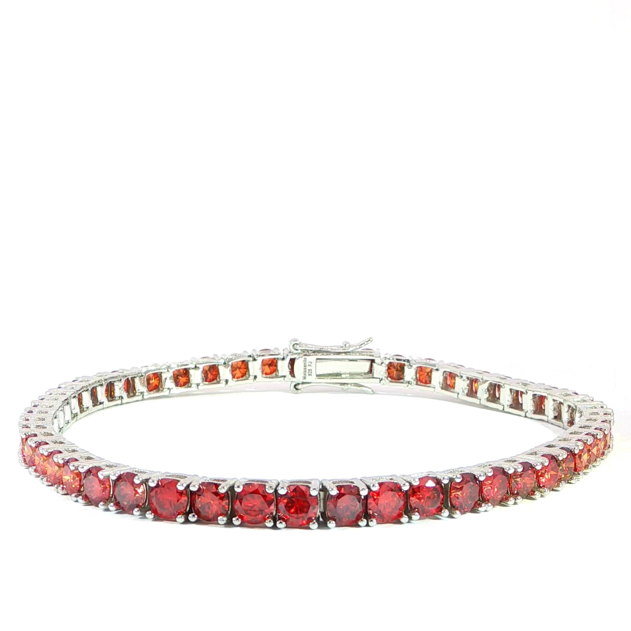Red Colored Moissanite Tennis Bracelet with 15 CTW