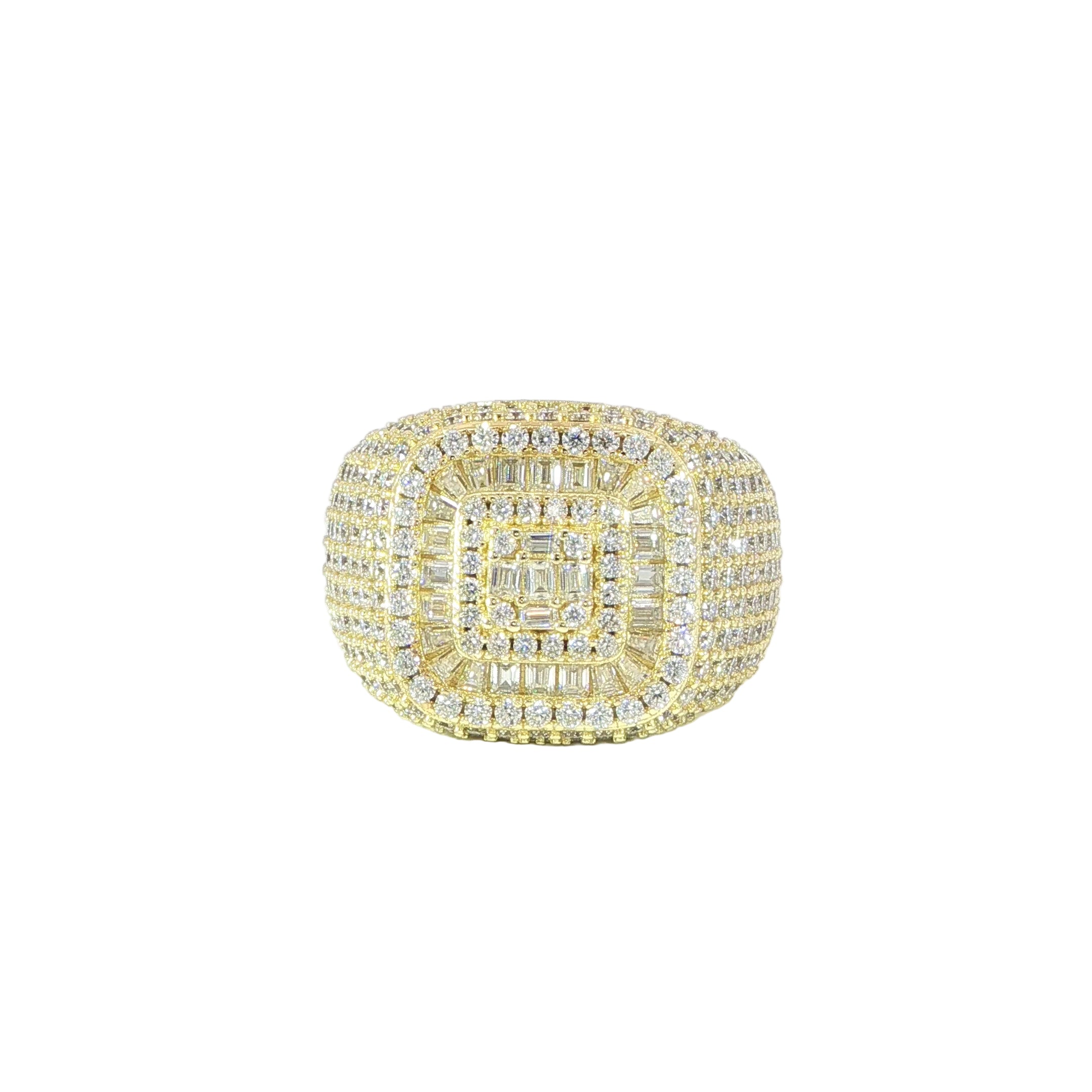 Video of gold plated silver ring with multi-row cluster design