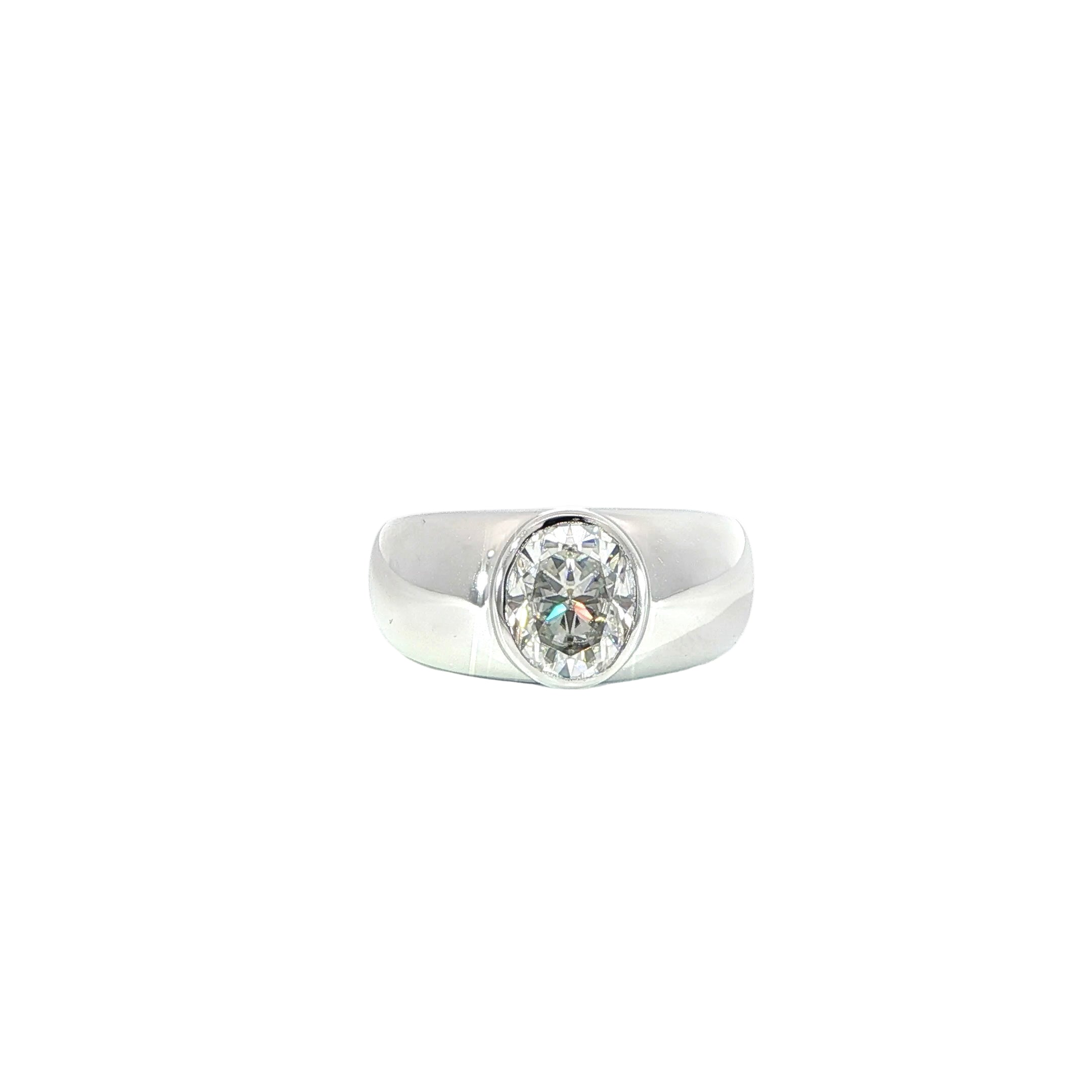 Video of polished sterling silver oval solitaire ring with bezel setting