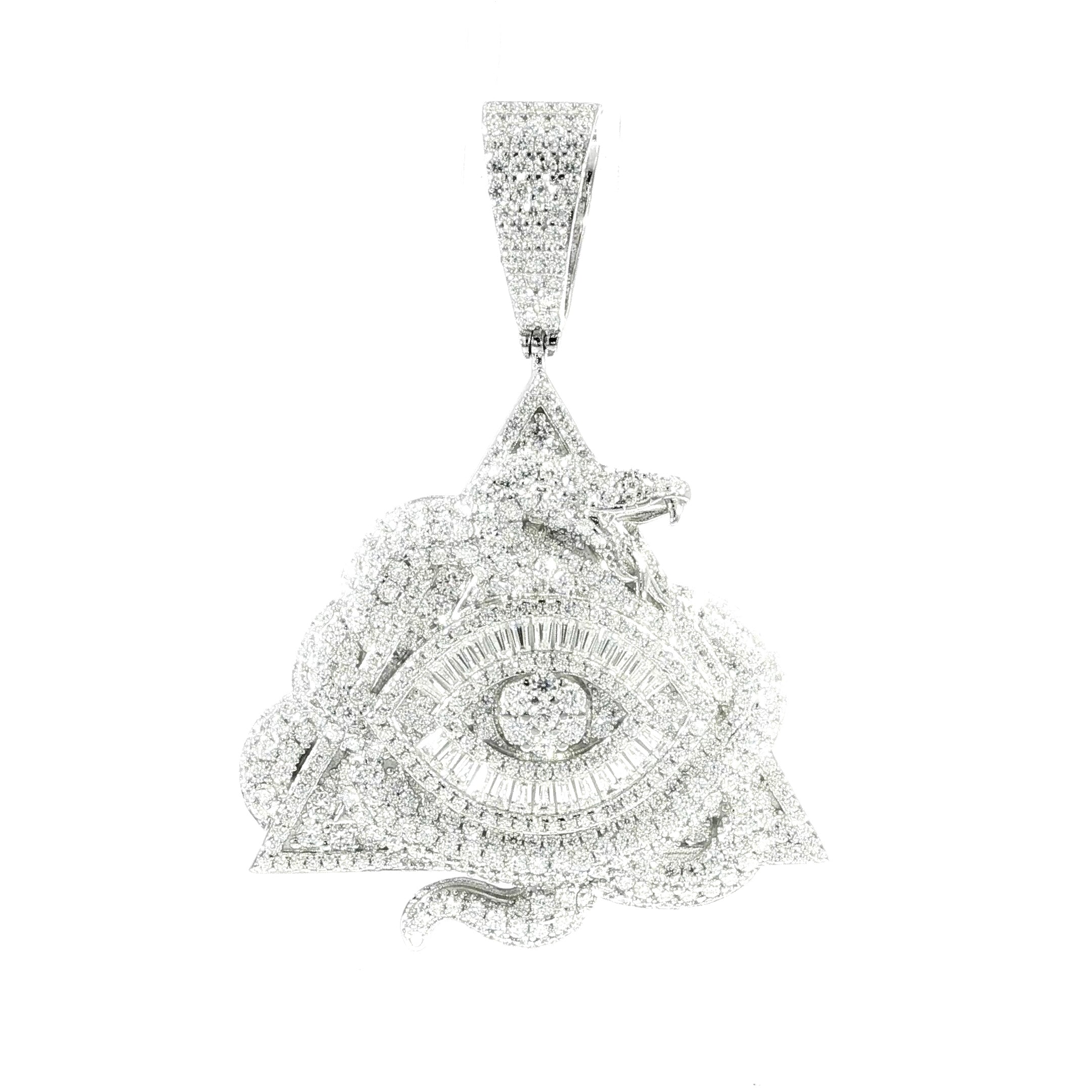 Hip-hop style Eye of Providence pendant with pave moissanite.