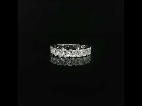14K white gold chain-link band featuring 0.37 CTW of pavé-set lab-grown diamonds and a scalloped outline.