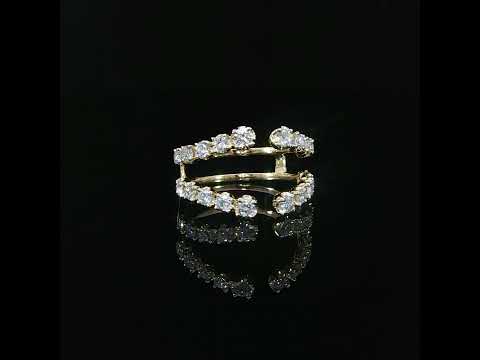 14K yellow gold enhancer with graduated round lab-grown diamonds and an open double-band design.