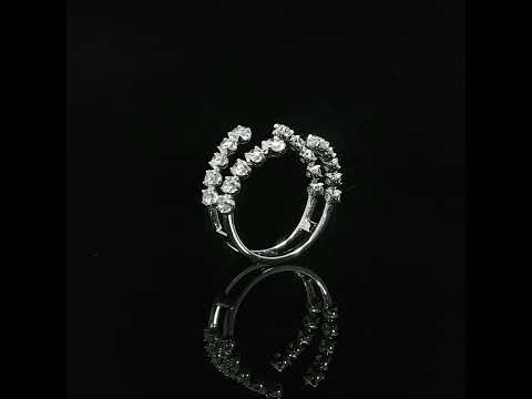 Video featuring graduated lab-grown diamond totaling 1CTW and open band design in 14k white gold.