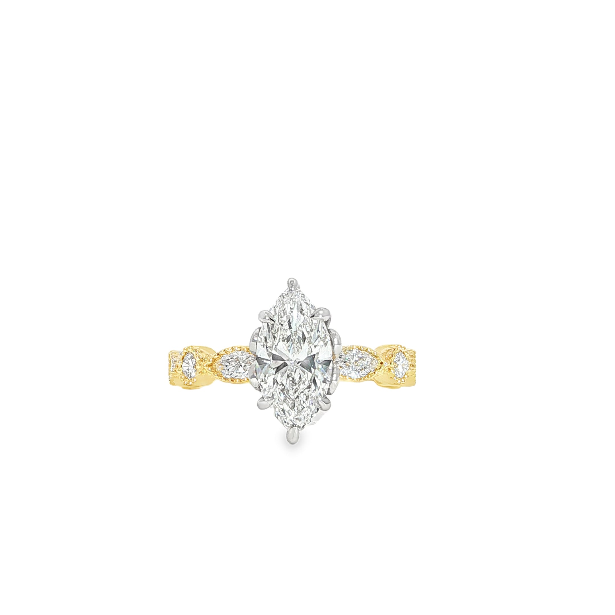 Close-up video of marquise diamond engagement ring