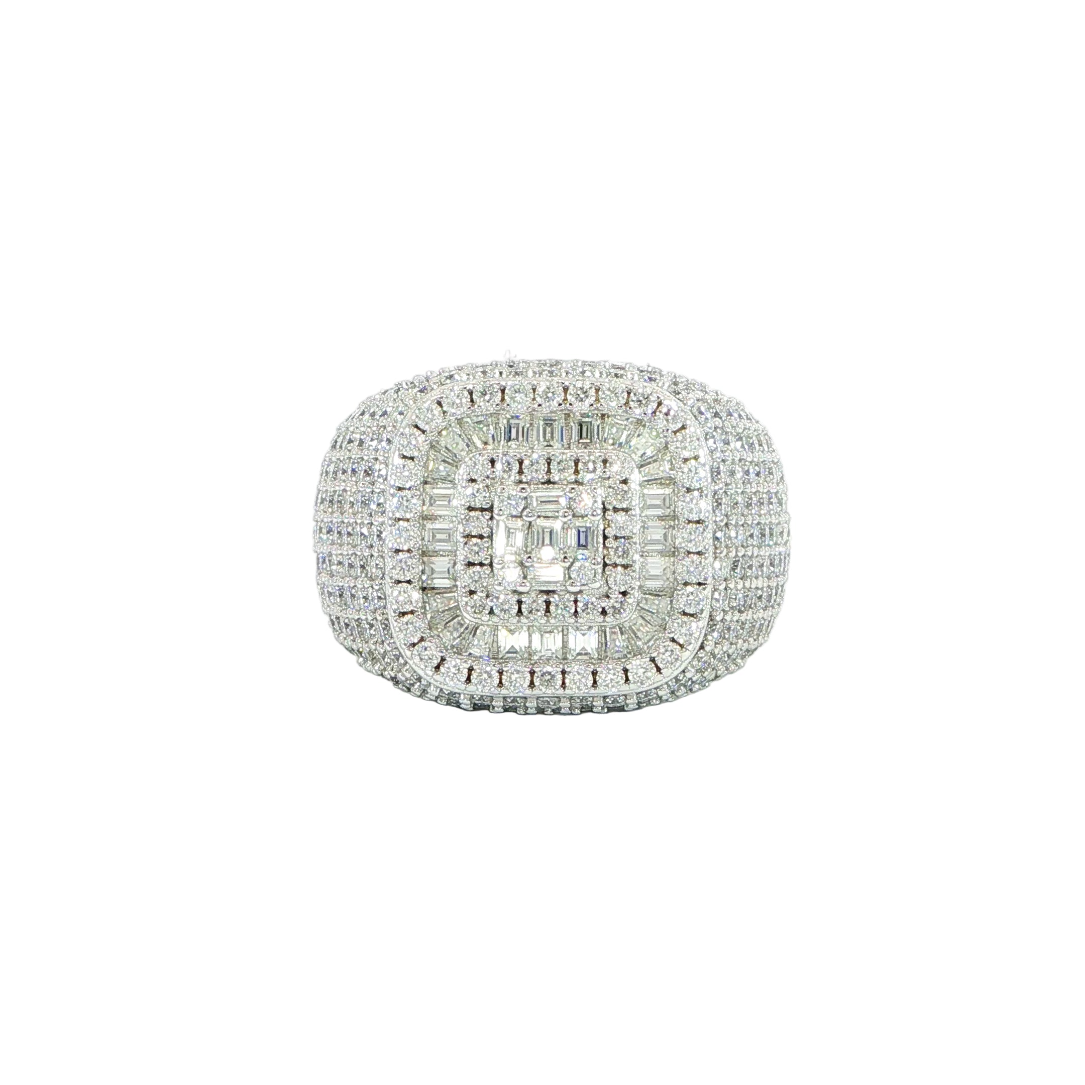 Video of Sterling Silver Men's Ring with Multi-Layer Cluster Setting