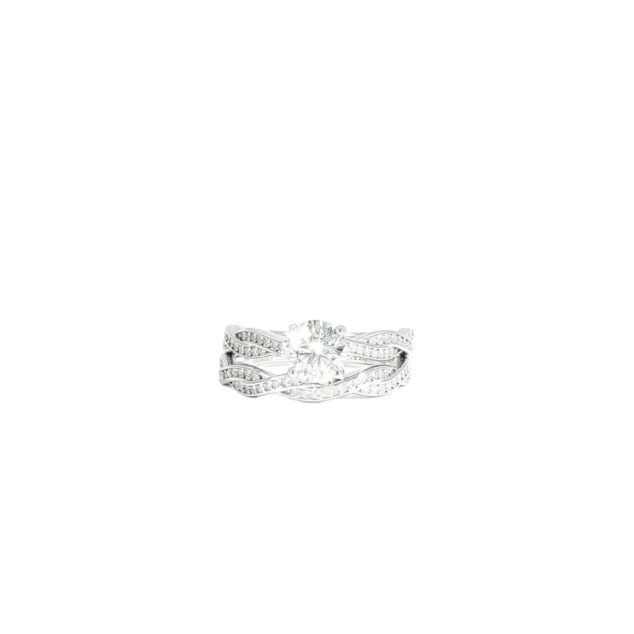 Video of sterling silver bridal ring set with moissanite