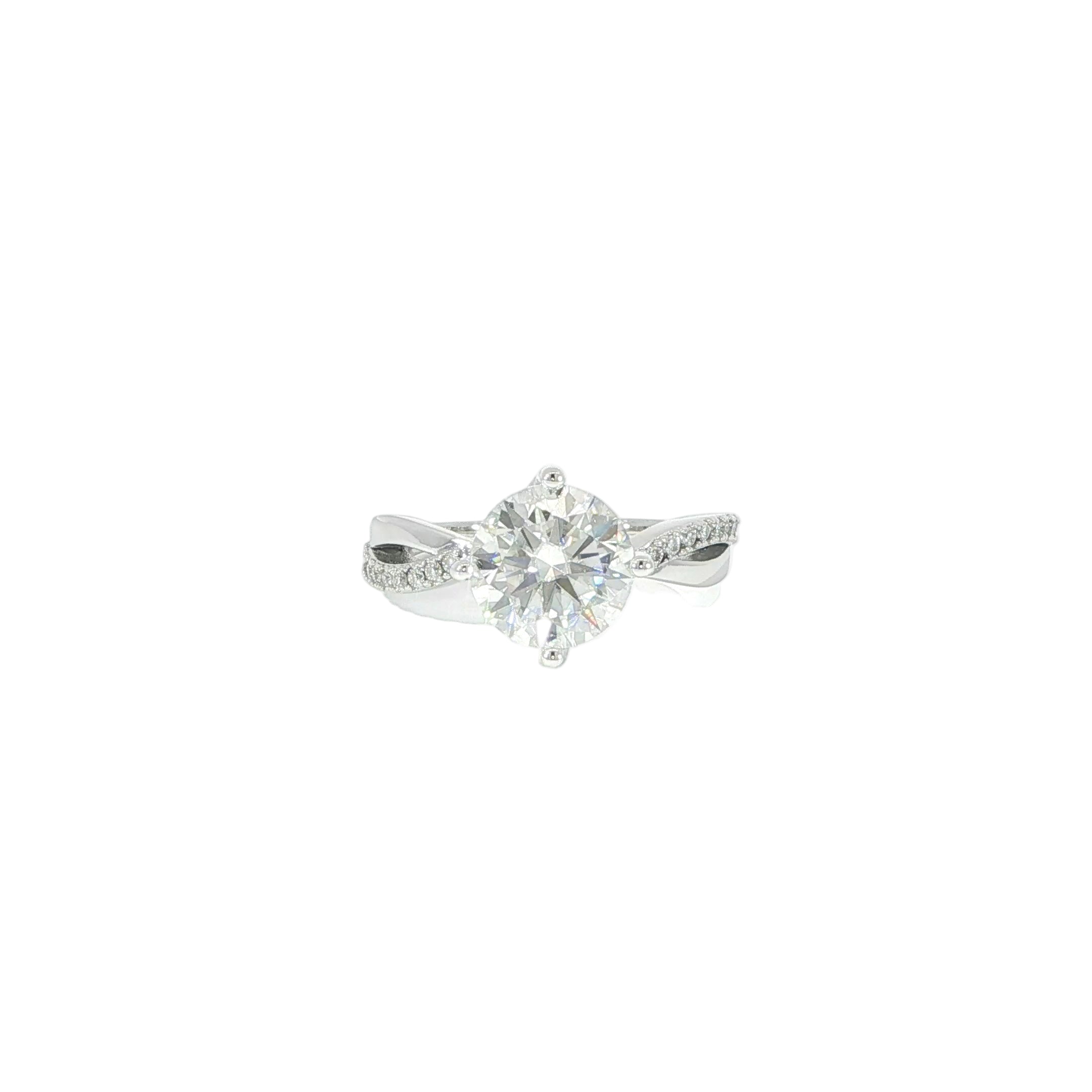 Video of VVS moissanite solitaire ring with twisted band design