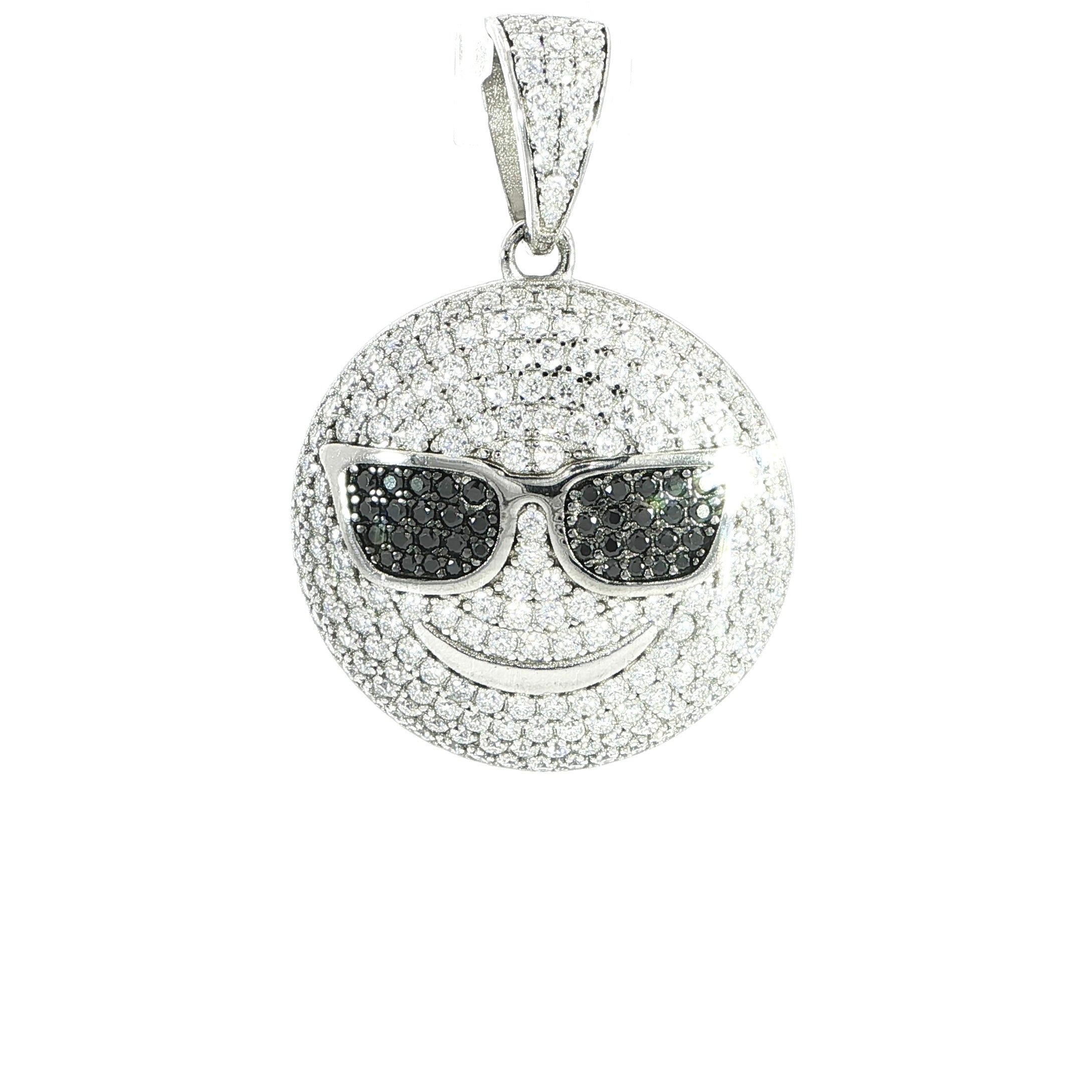 Smiley Face Emoji Pendant Featuring Black Stone Sunglasses
