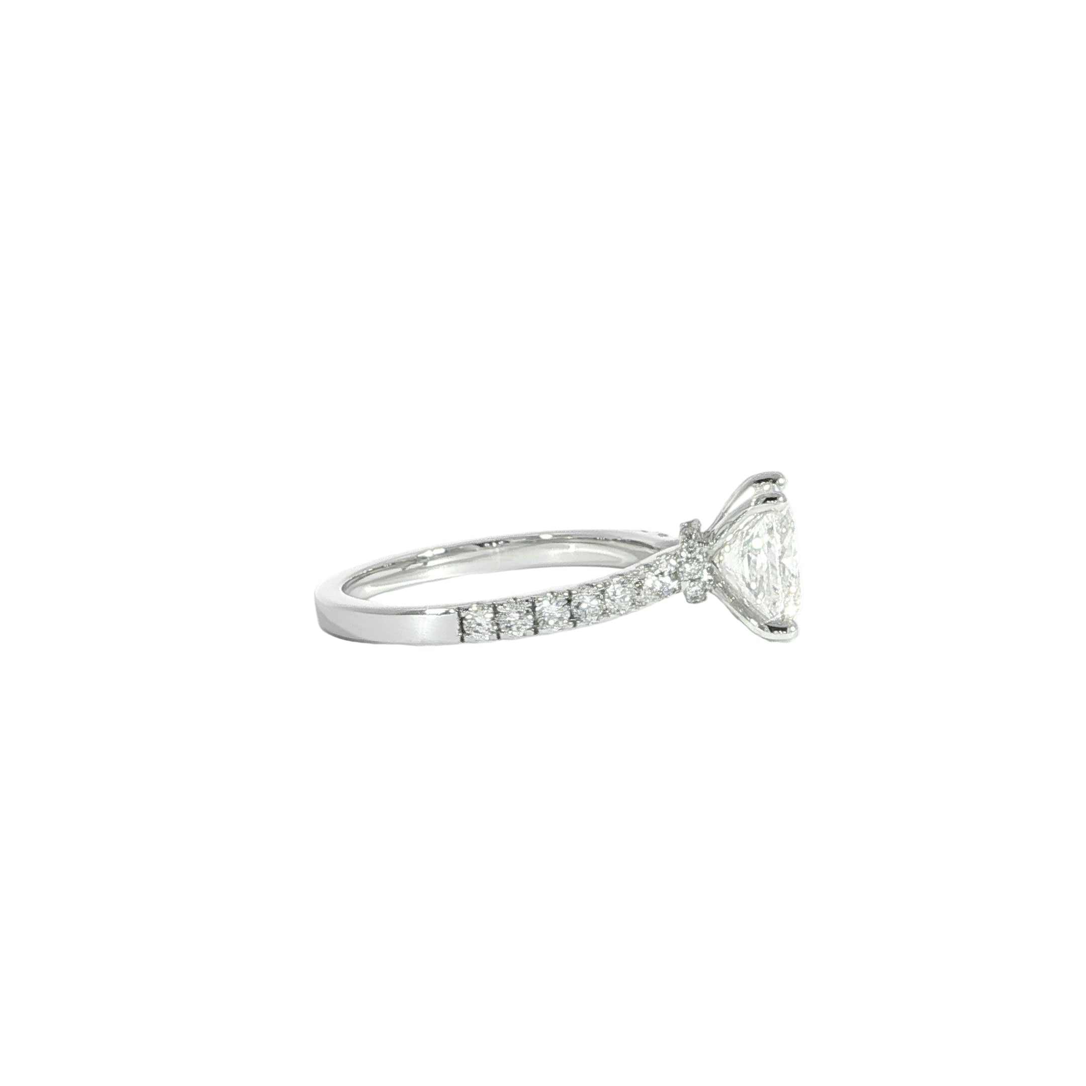 Princess cut lab grown diamond ring with diamond band