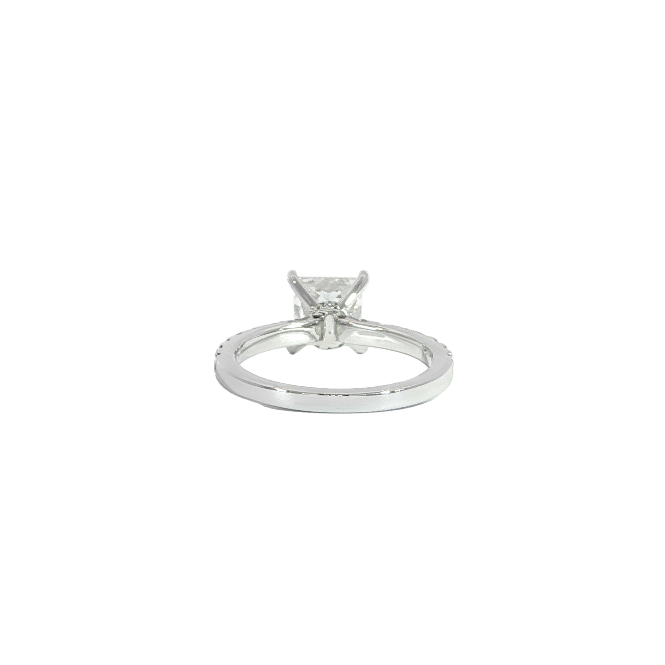 Lab grown princess cut engagement ring with hidden halo back