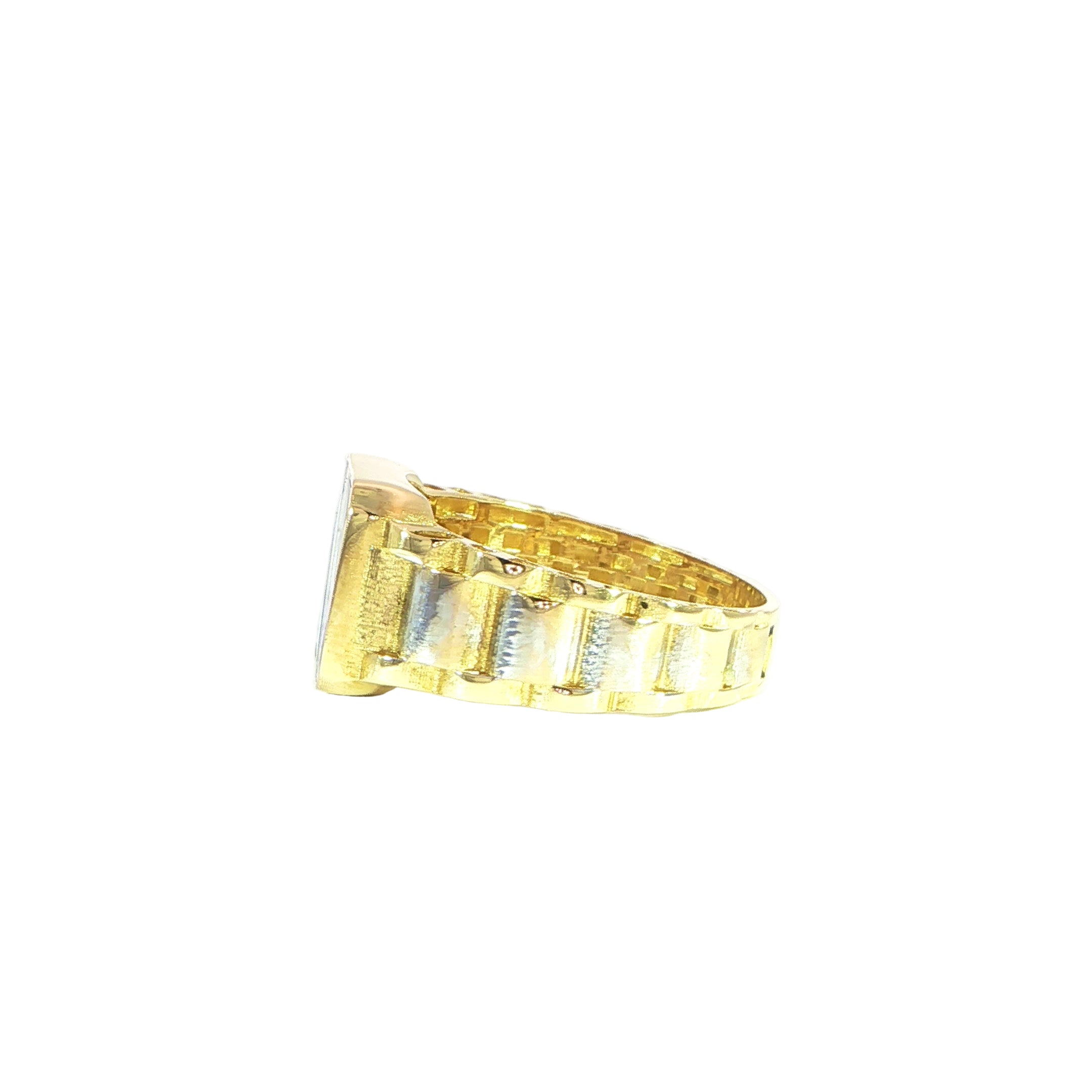 14K yellow gold onyx signet ring side profile