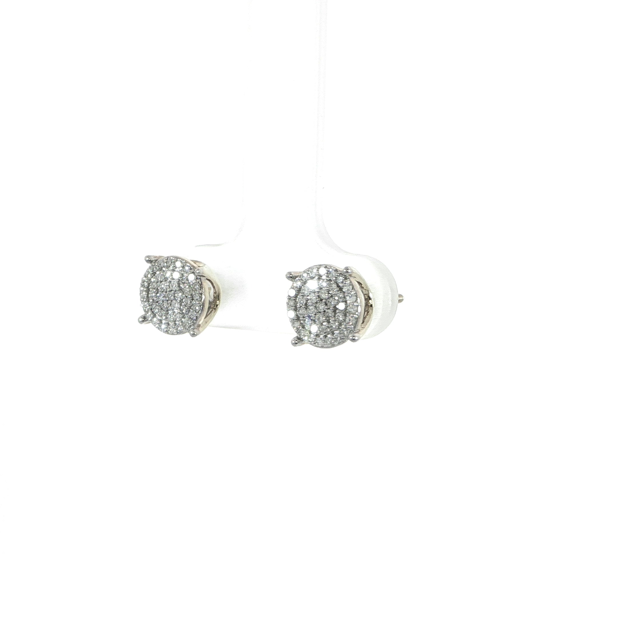 Round cluster natural diamond stud earrings crafted in solid 10K yellow gold