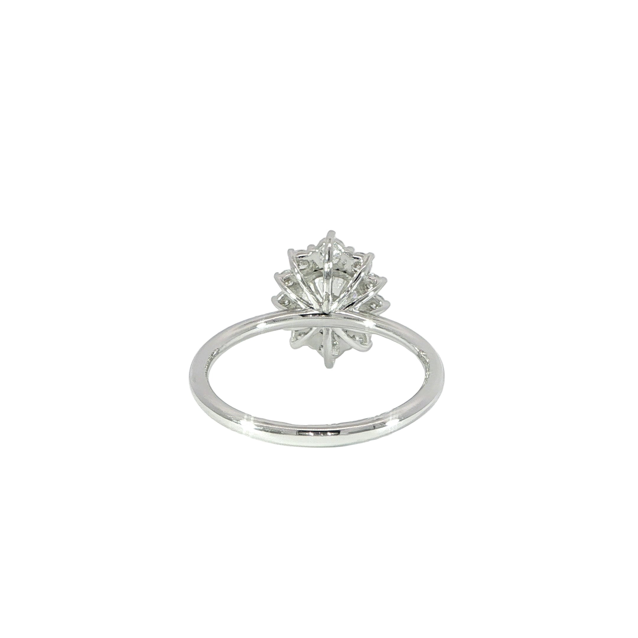 Round diamond engagement ring with halo back
