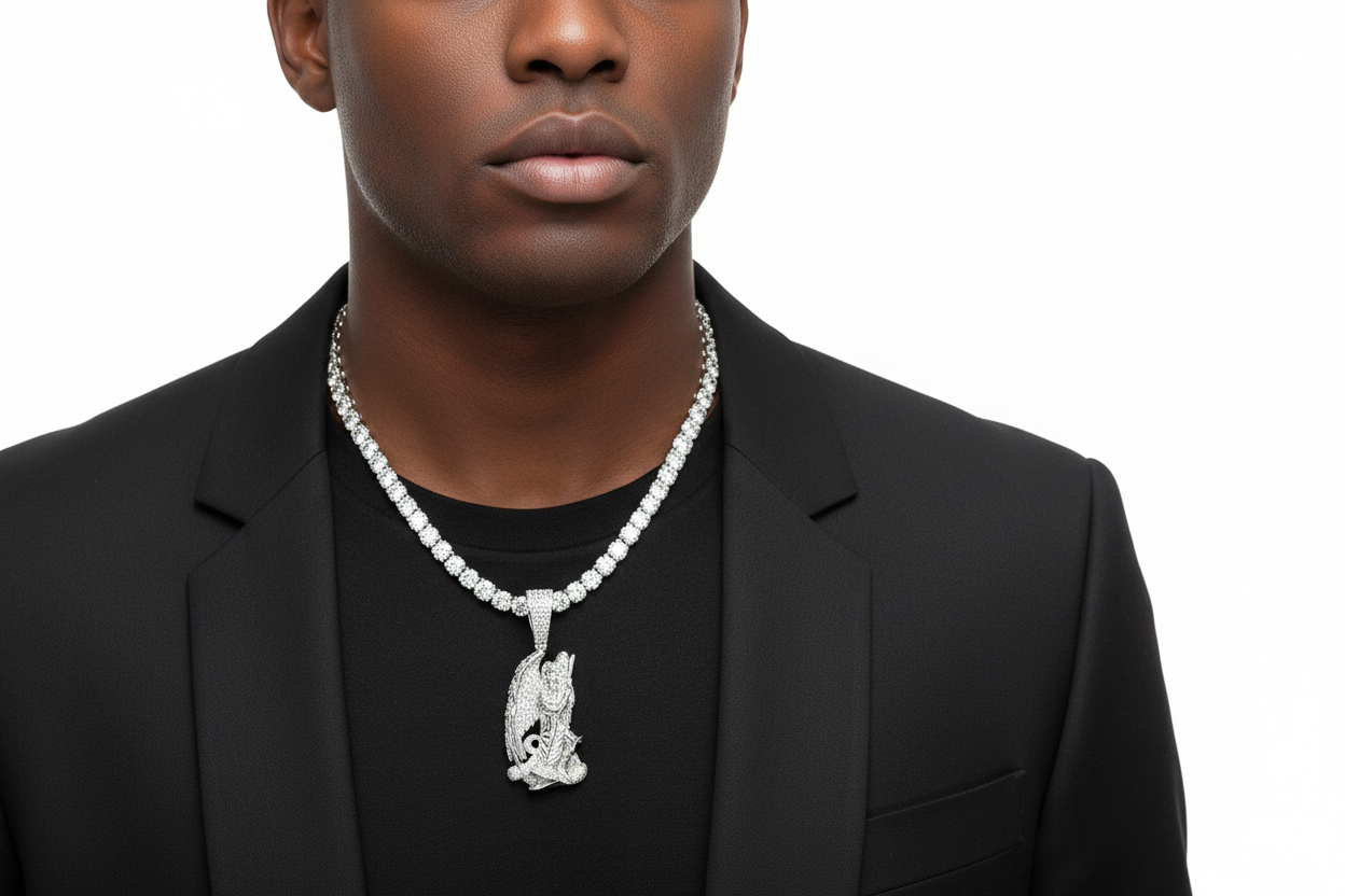 Saint Michael slaying a snake pendant crafted in sterling silver.