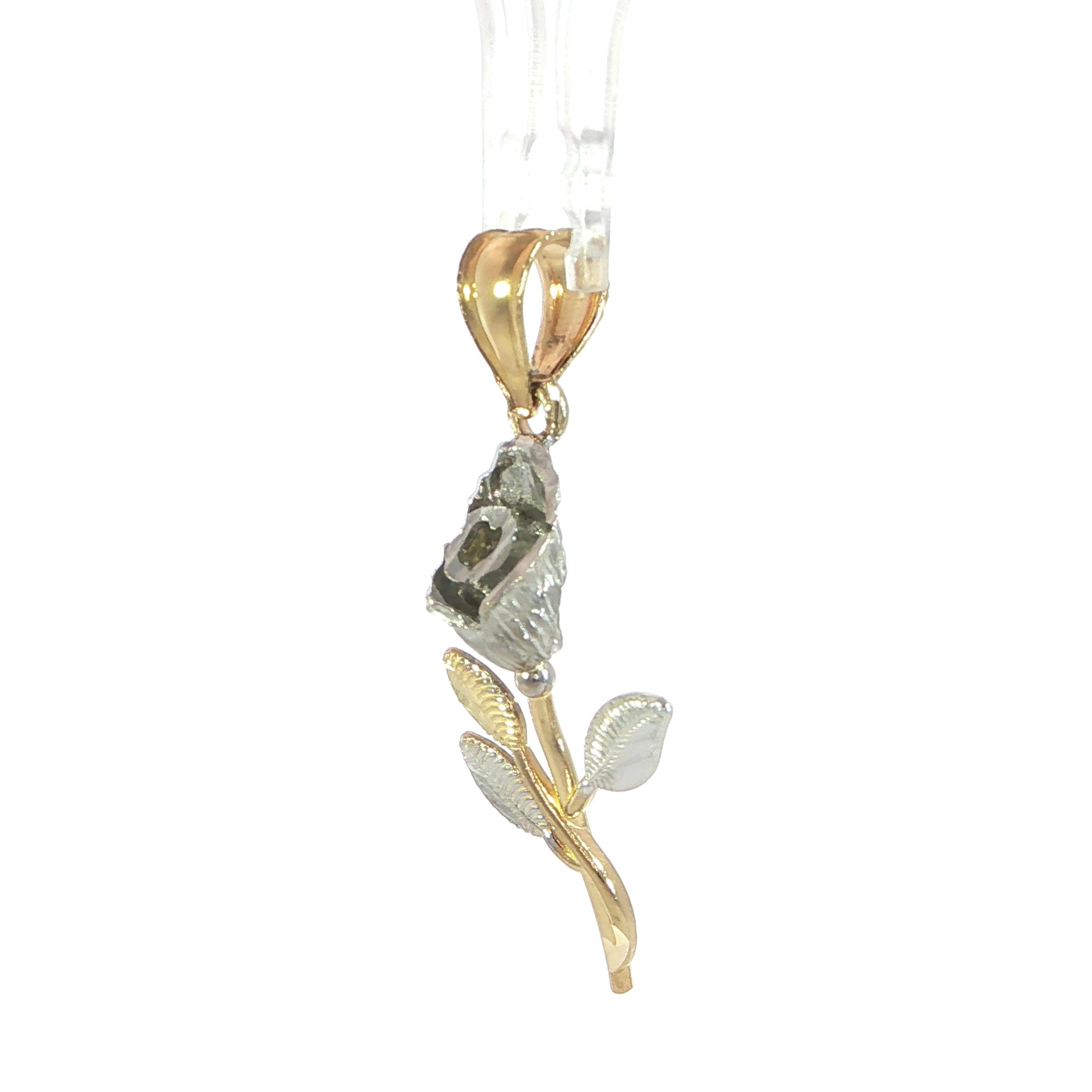 Two-Tone Gold Rose Flower Pendant in 14K Gold