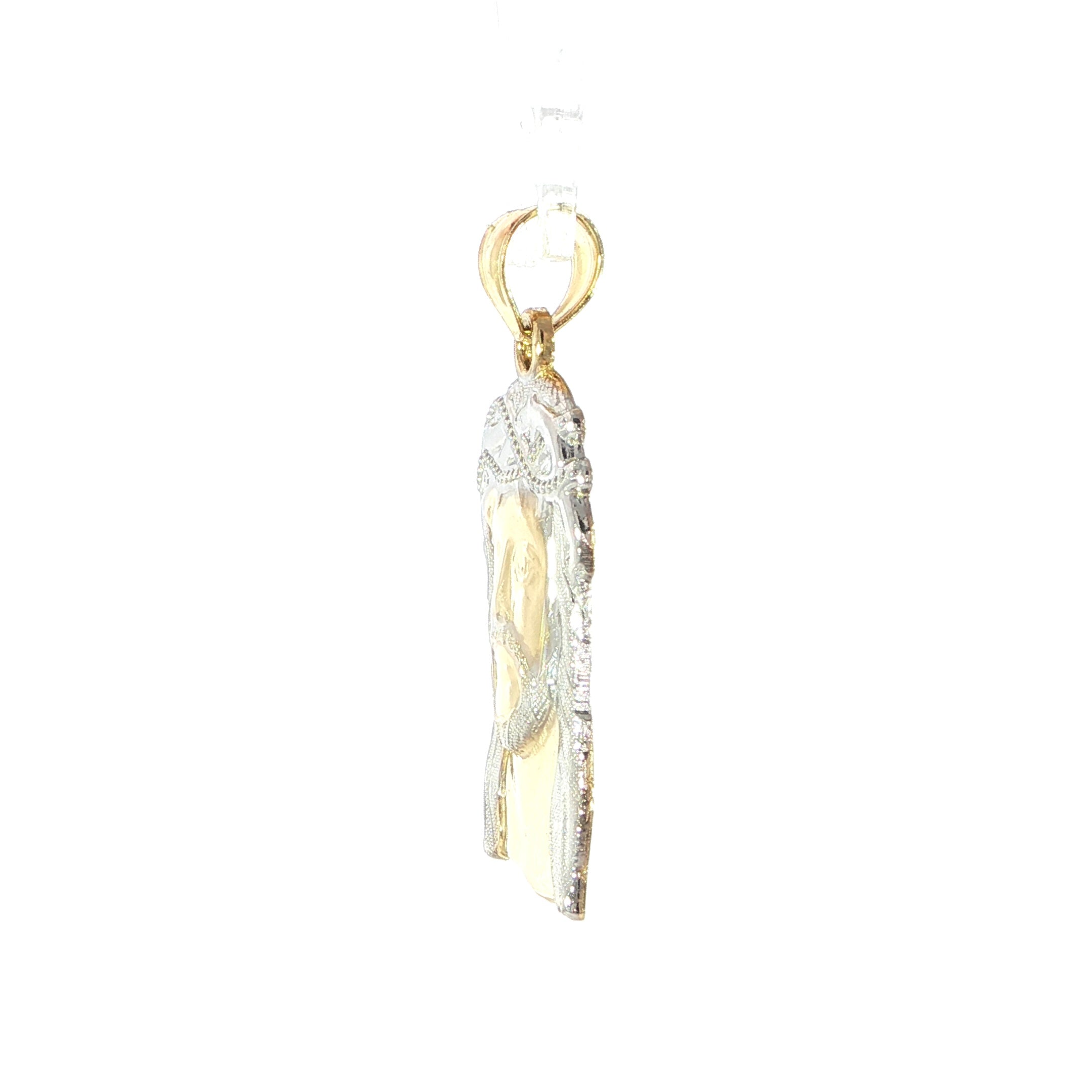 Small Two-Tone Jesus Piece Pendant in 14K Gold