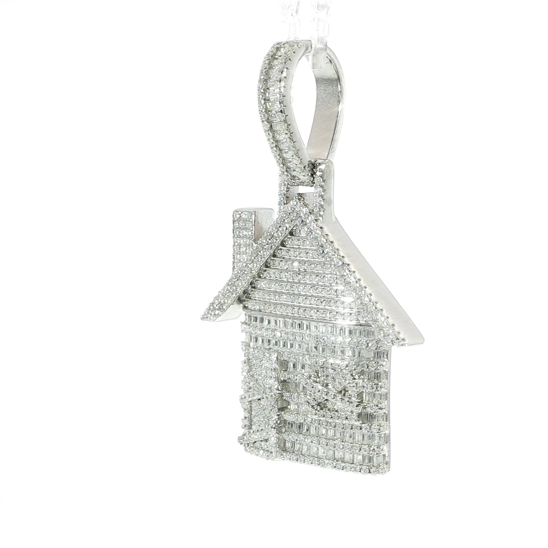 Sterling silver dream home pendant with moissanite stones