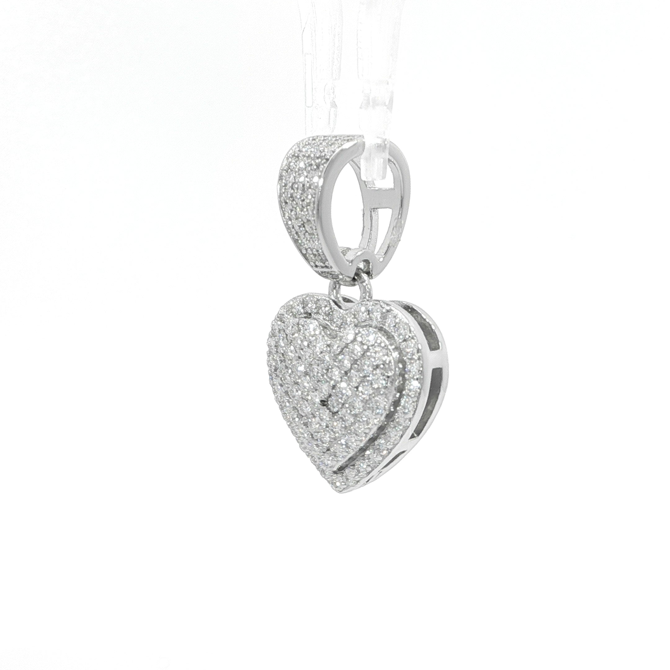 925 sterling silver double-layer heart pendant with moissanite stones
