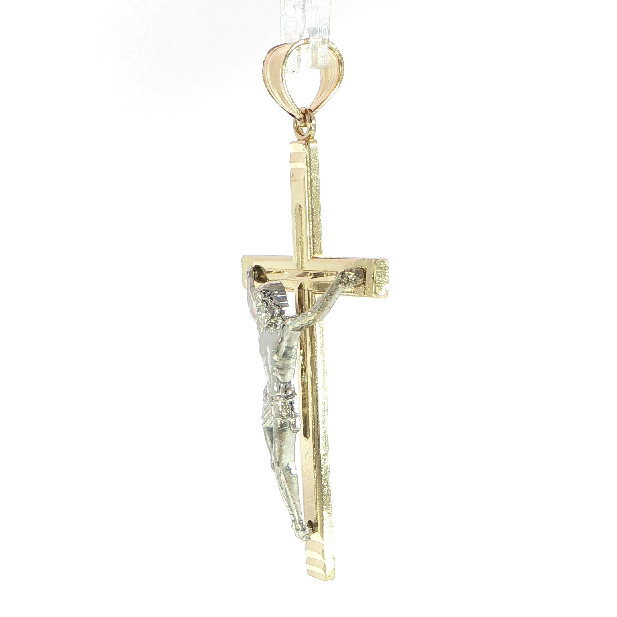 14K two-tone gold crucifix cross pendant
