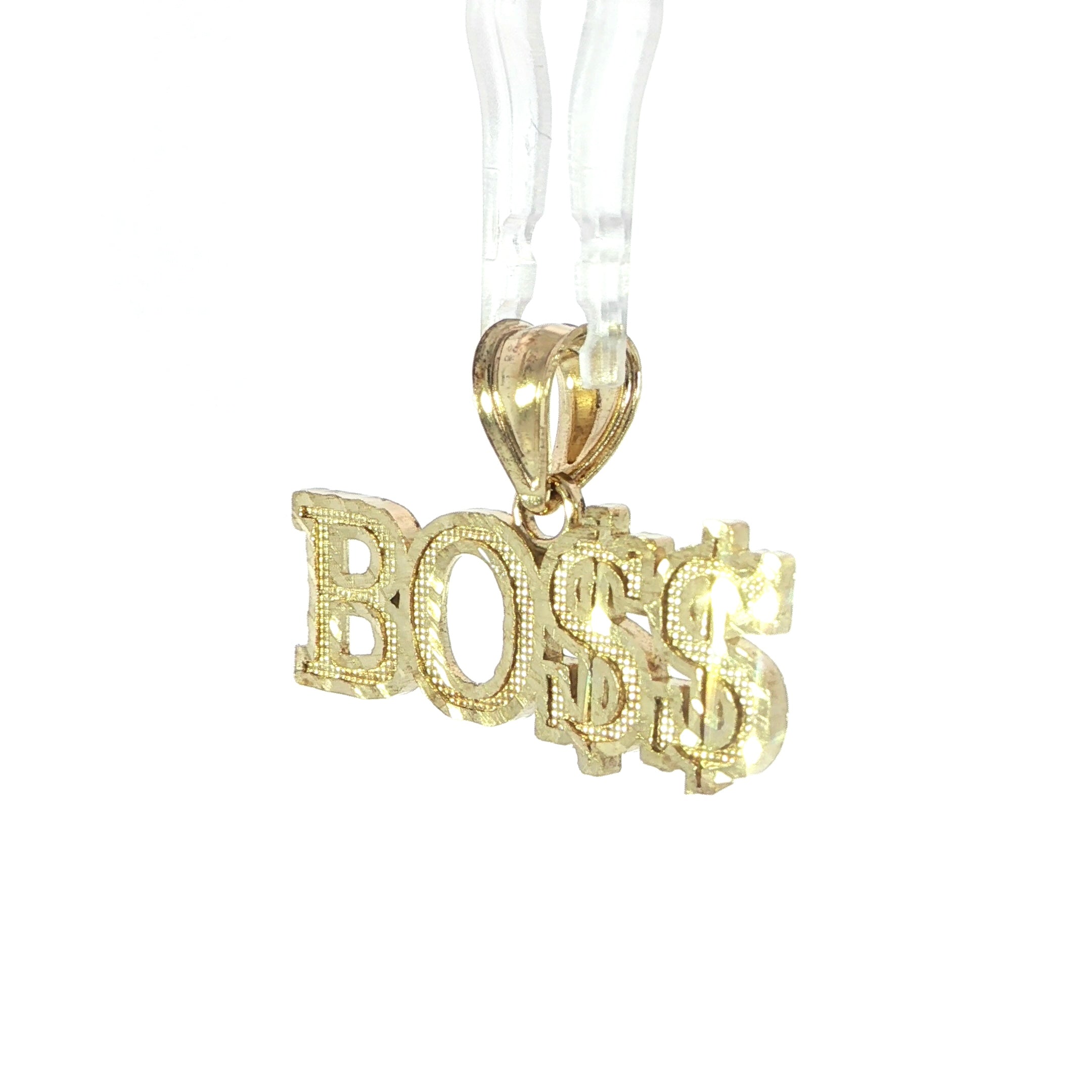 10K yellow gold Boss letter pendant