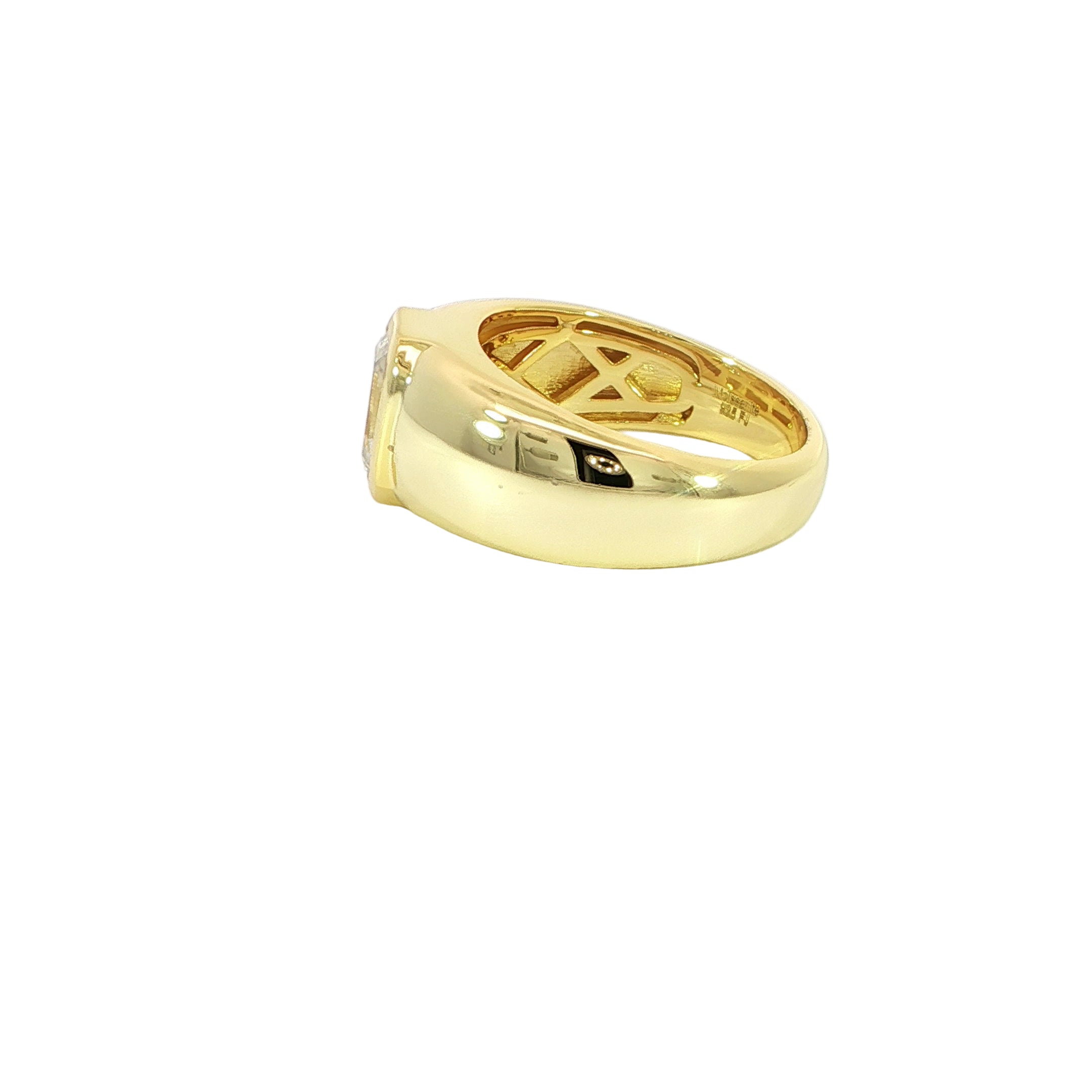 Side sterling silver solitaire ring with emerald-cut moissanite